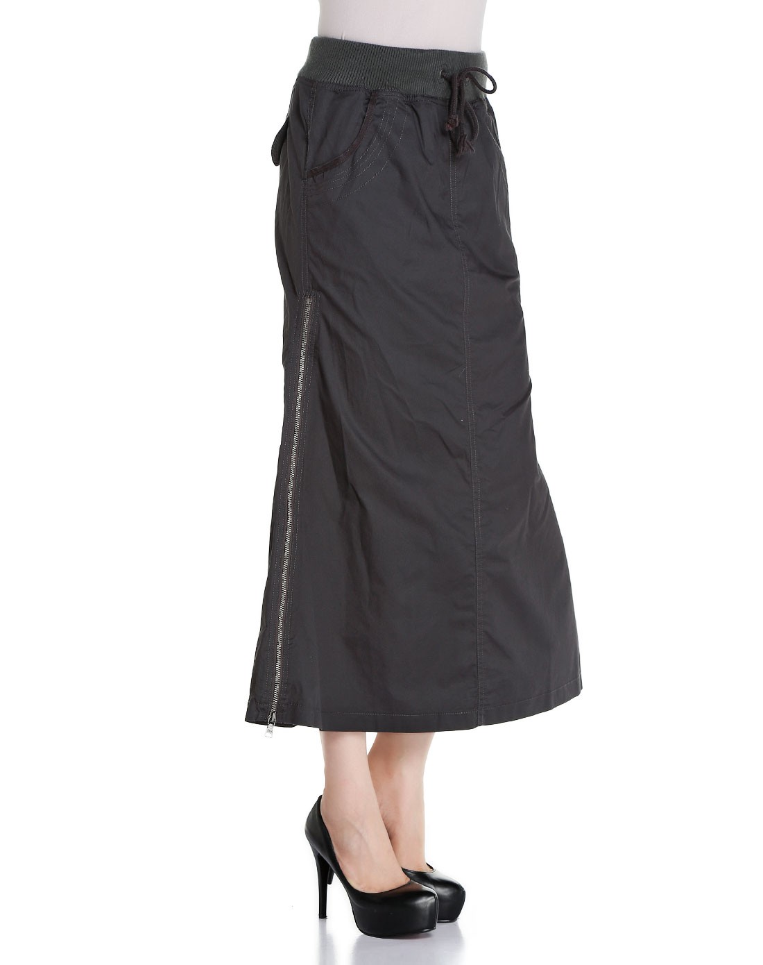 女款深灰色个性大方百搭长裙