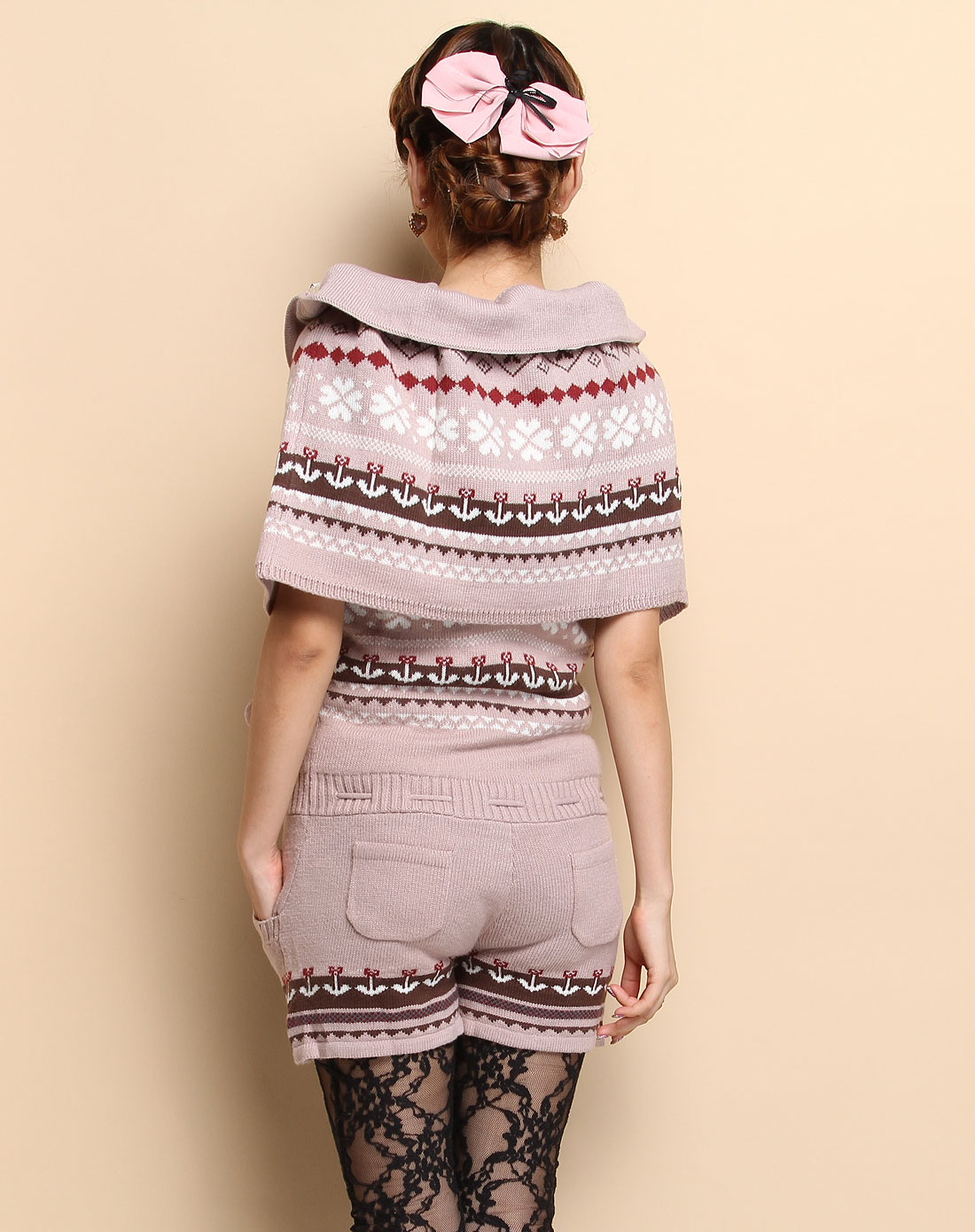 暗粉红色织花时尚针织披肩