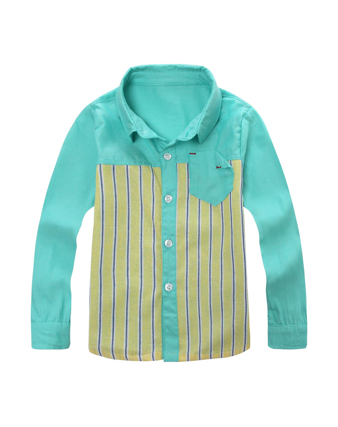 男童松石绿长袖衬衫