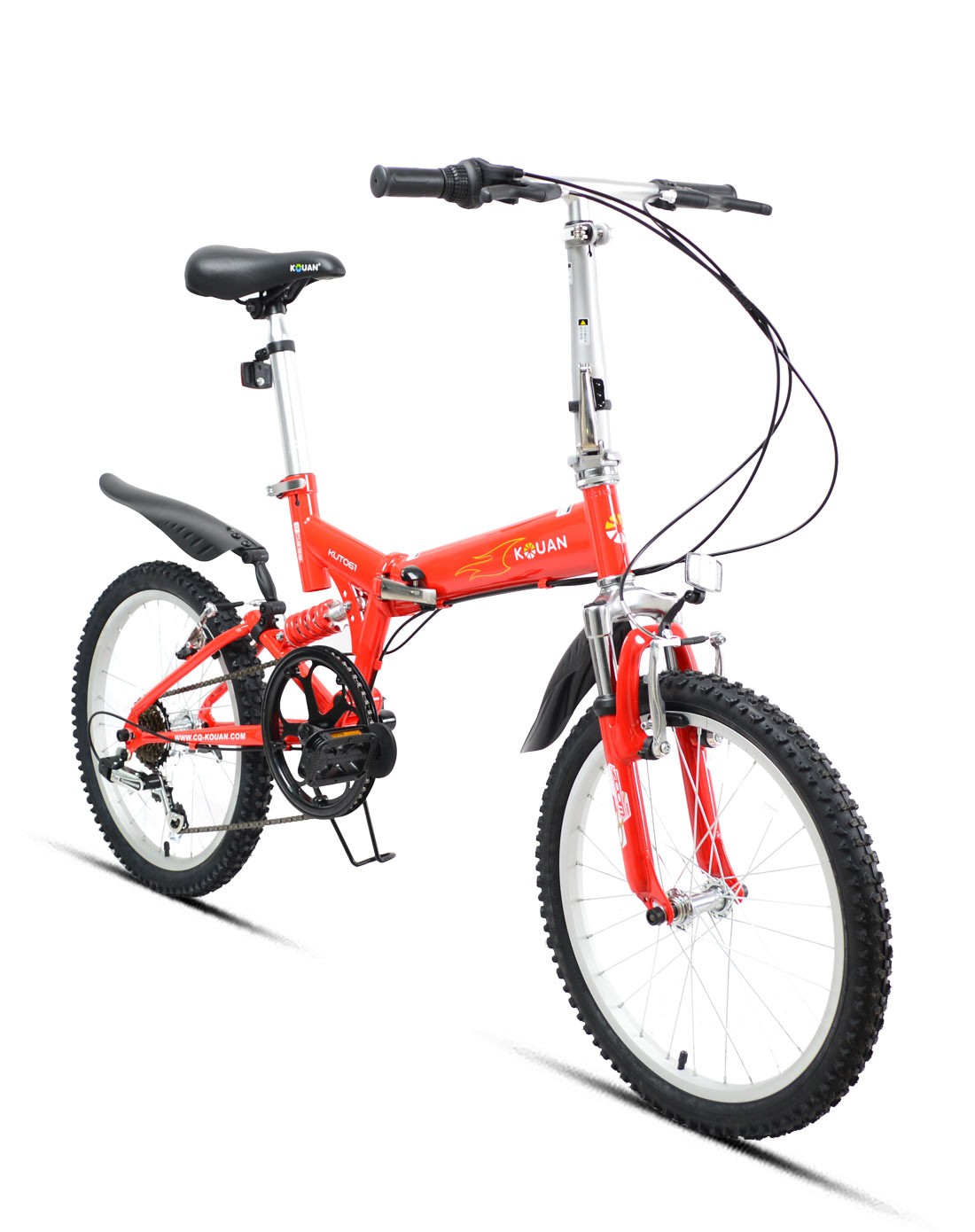 kouan 20寸红色shimano 6s变速双避震折叠车ts061