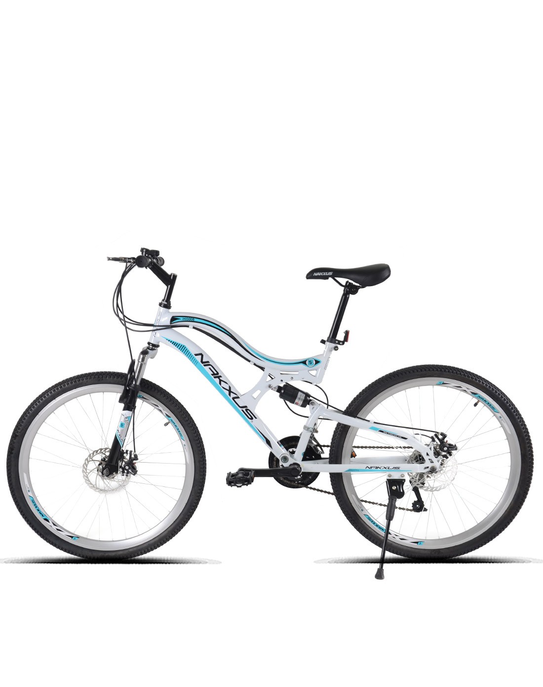 nakxus自行车专场直发货nakxus 26寸白蓝色shimano 21s变速全能避震