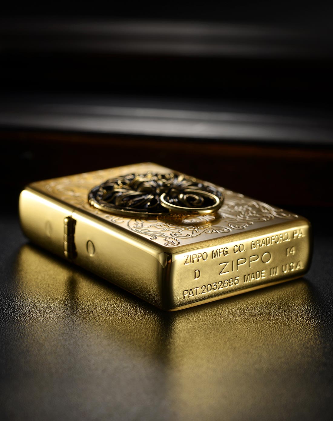 zippo 1937复刻金色双面狮头门环