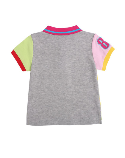 巴布豆 中性嫩黄色撞色休闲t恤