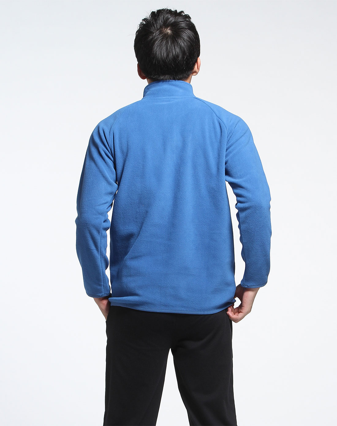 男款普蓝色轻盈保暖摇粒绒长袖卫衣