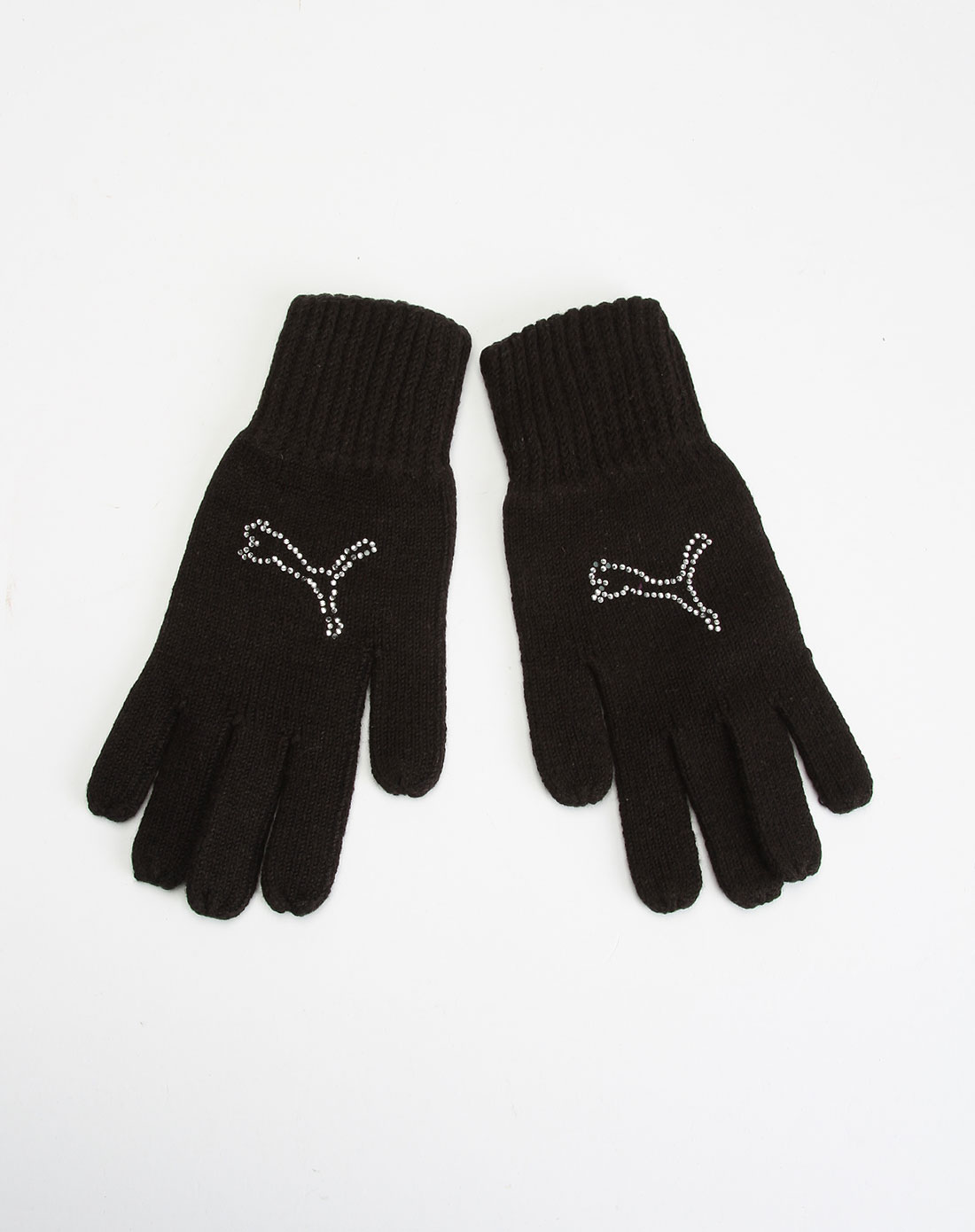 黑色烫钻logo手套