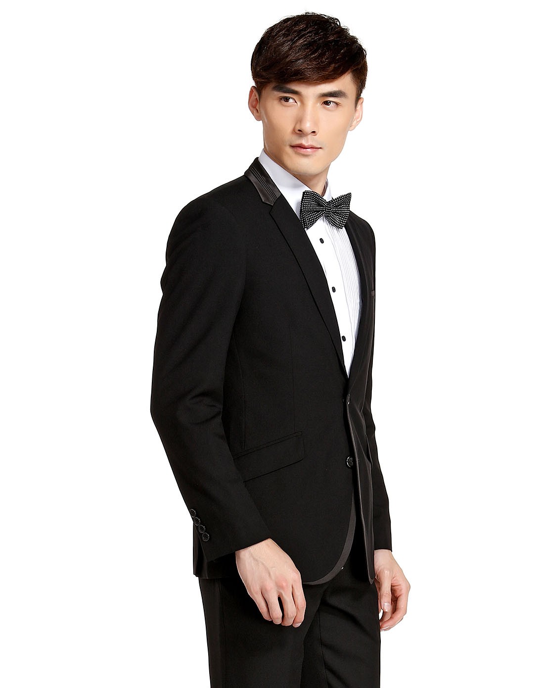 男款黑色成熟英俊长袖西装