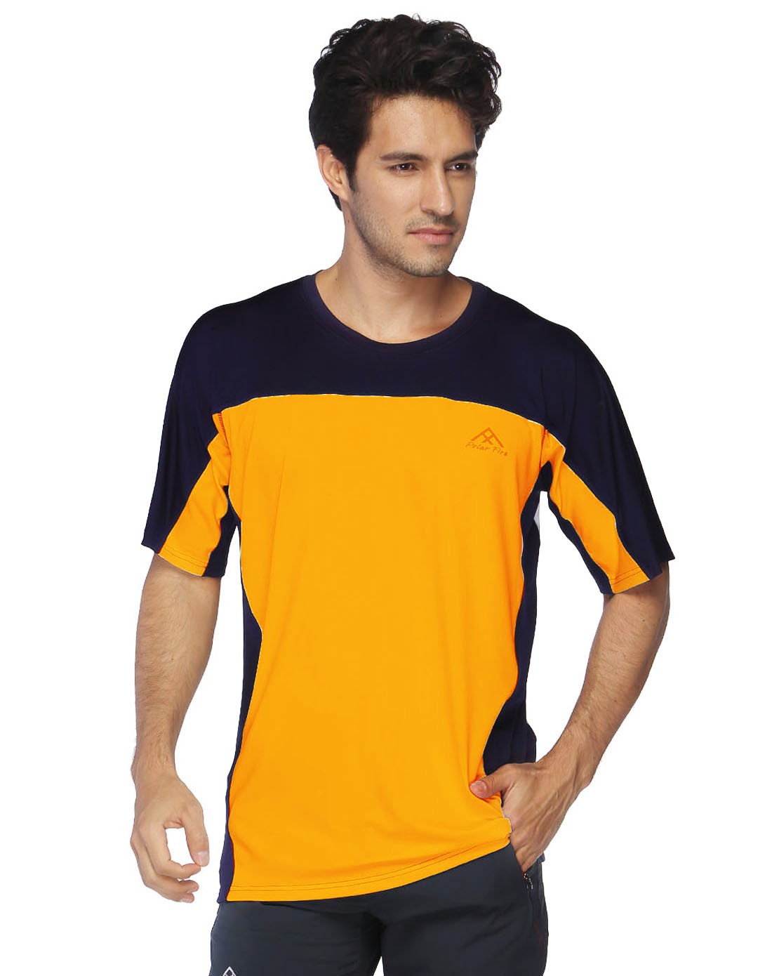 极地火polar fire户外男女超强透气 男款桔黄速干短t恤 弹力不变形tx