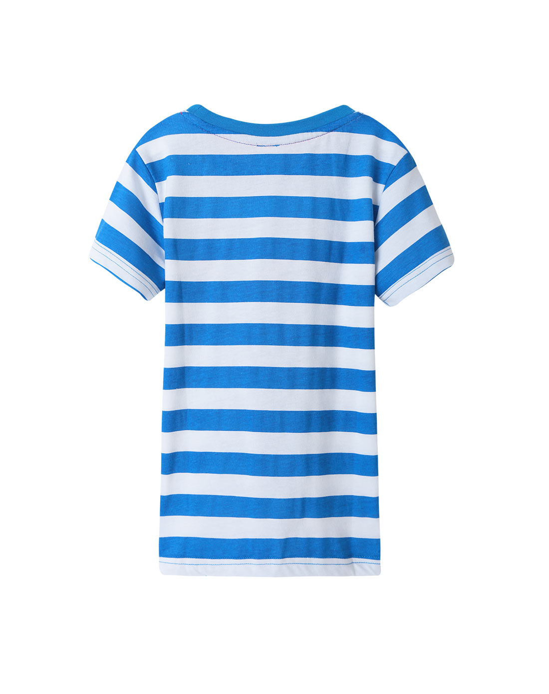 三枪迪士尼 男童蓝白条舒服薄棉圆领短袖衫