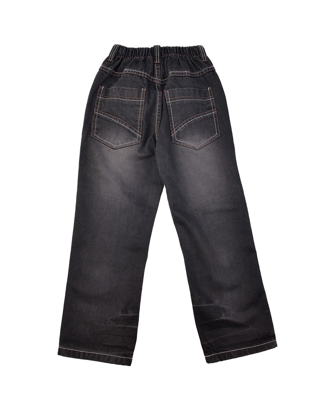 男中童黑色竹节牛仔布裤子