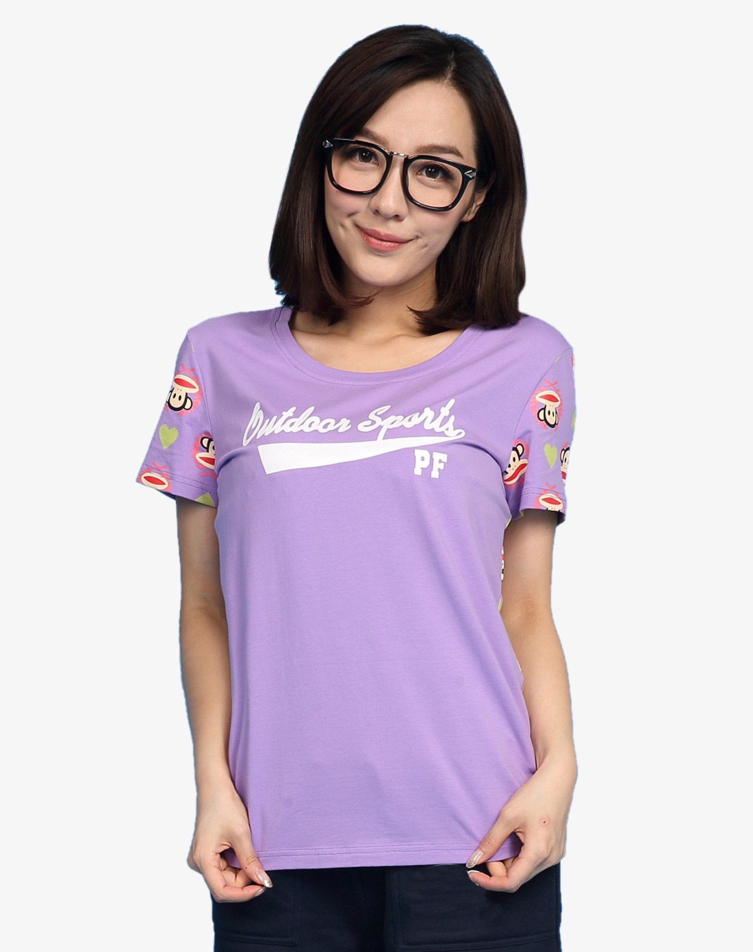 时尚凉爽 女装圆领浅紫色短袖t恤