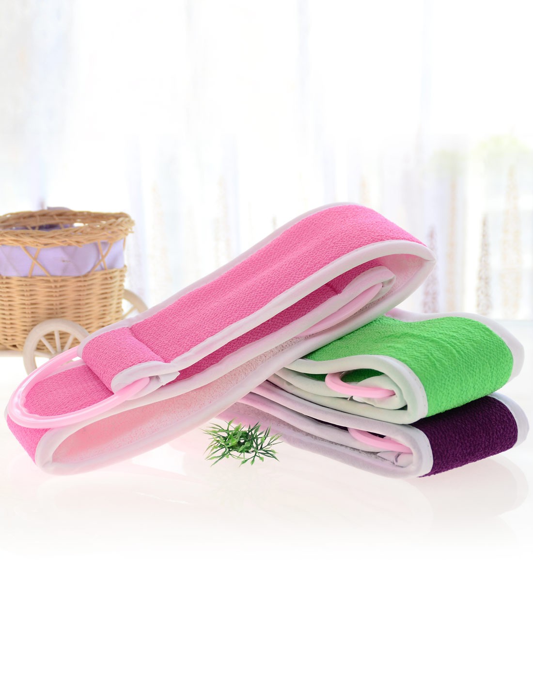 百草园 拉背双面长条多用搓澡巾 2只装 颜色随机