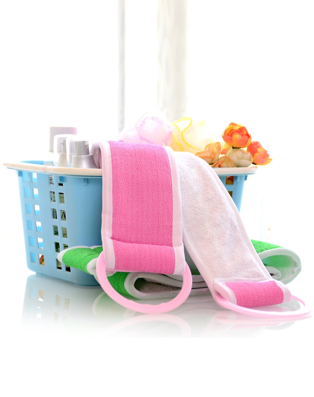 百草园 拉背双面长条多用搓澡巾 2只装 颜色随机