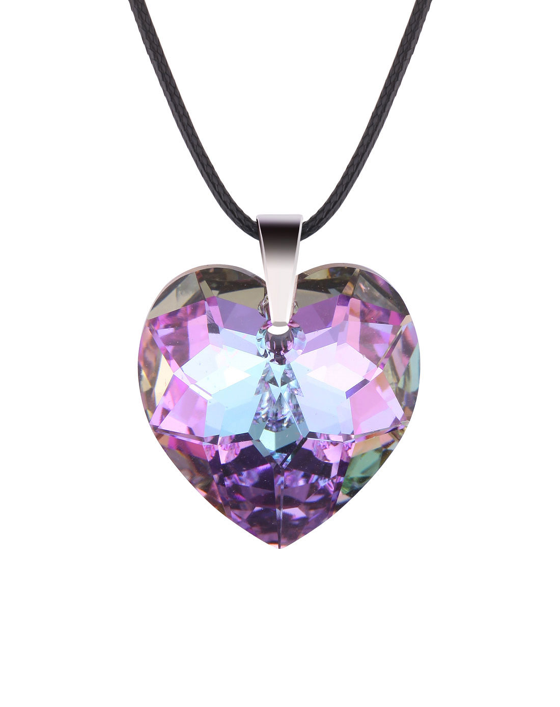 施华洛世奇原石变彩紫色心形项链