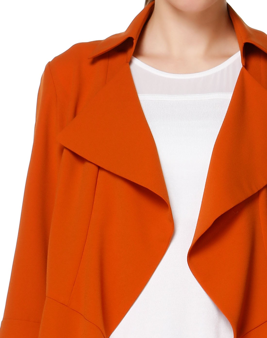 暗橙色时髦魅力八分袖外套