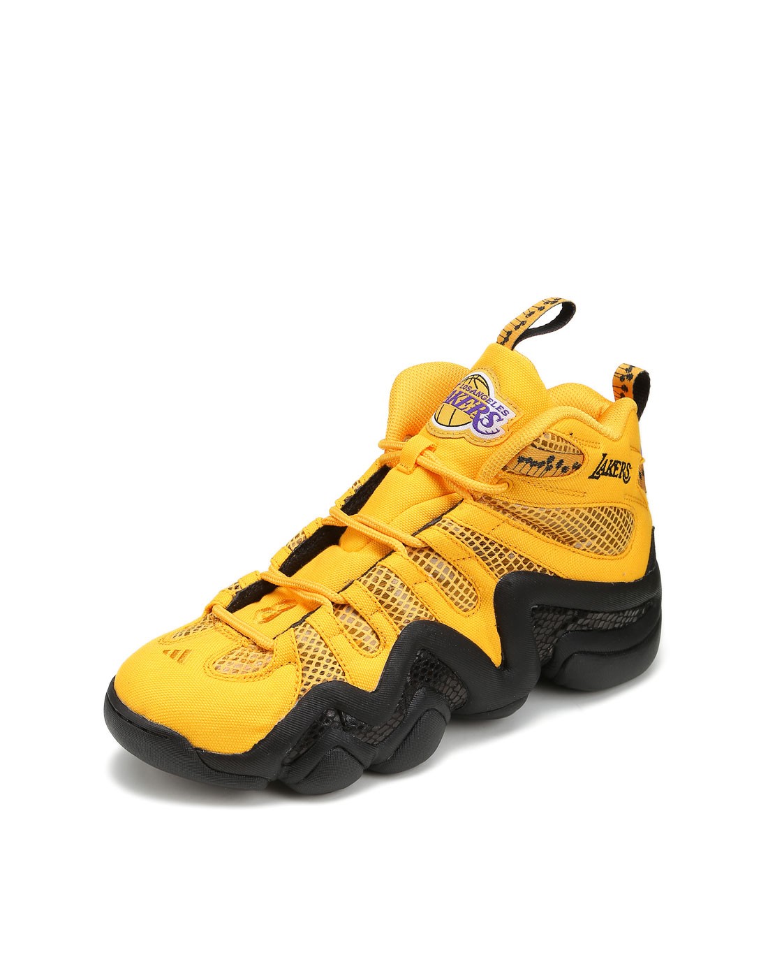 抓地耐磨 男款黄配黑色篮球鞋 湖人队图案
