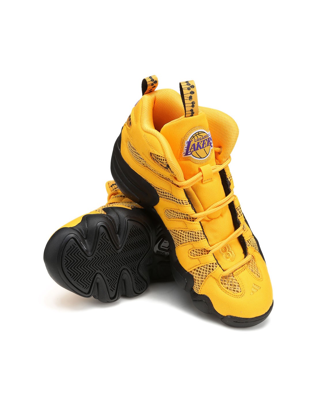 抓地耐磨 男款黄配黑色篮球鞋 湖人队图案