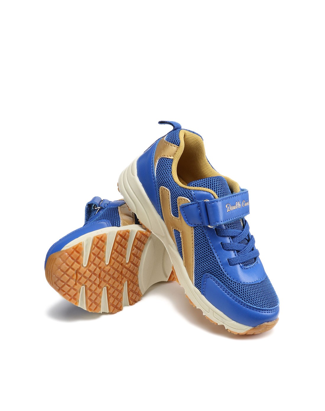 双钱牌中性款深蓝黄防滑休闲运动潮鞋