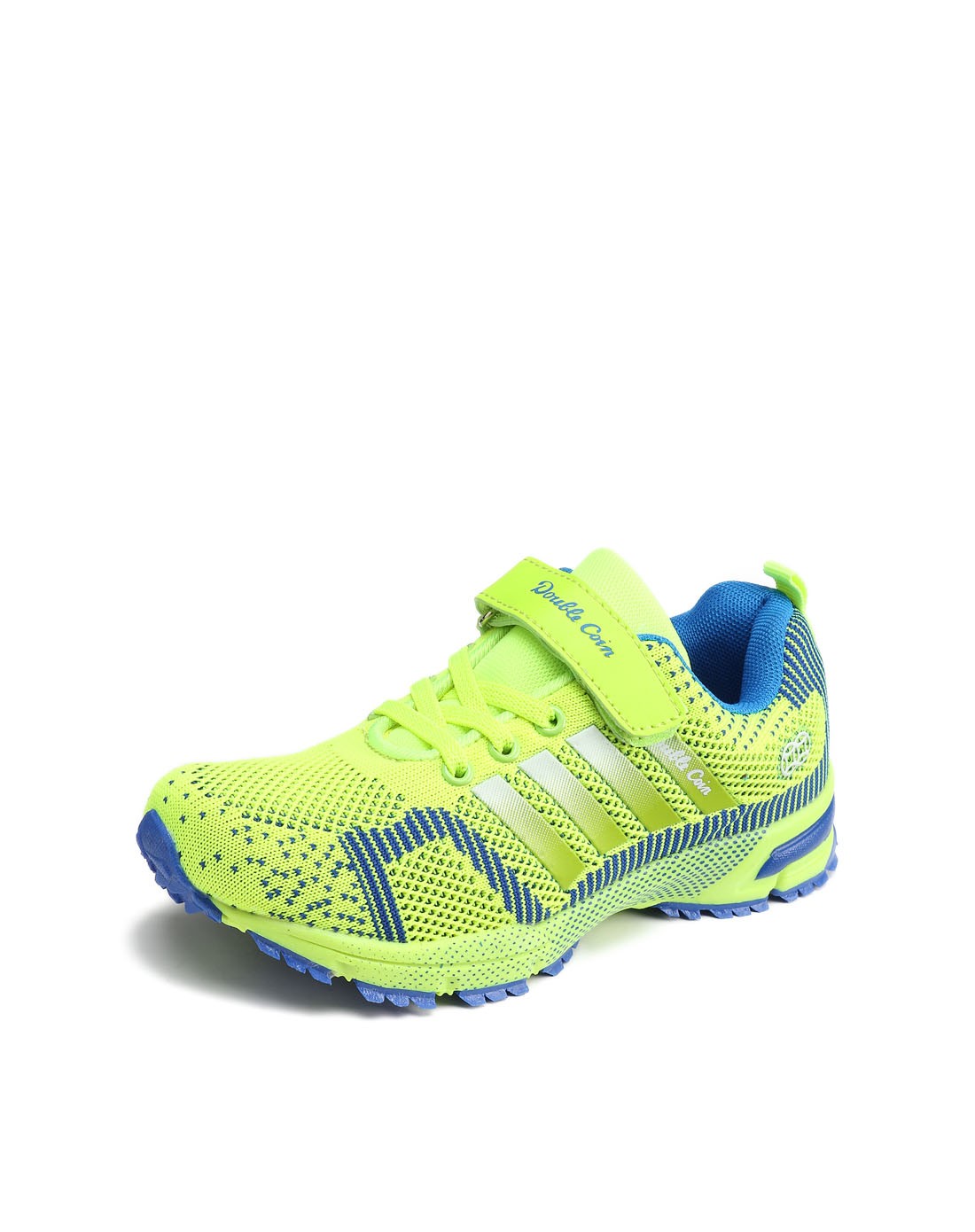 双钱牌中性款深蓝荧光黄防滑轻跑运动鞋
