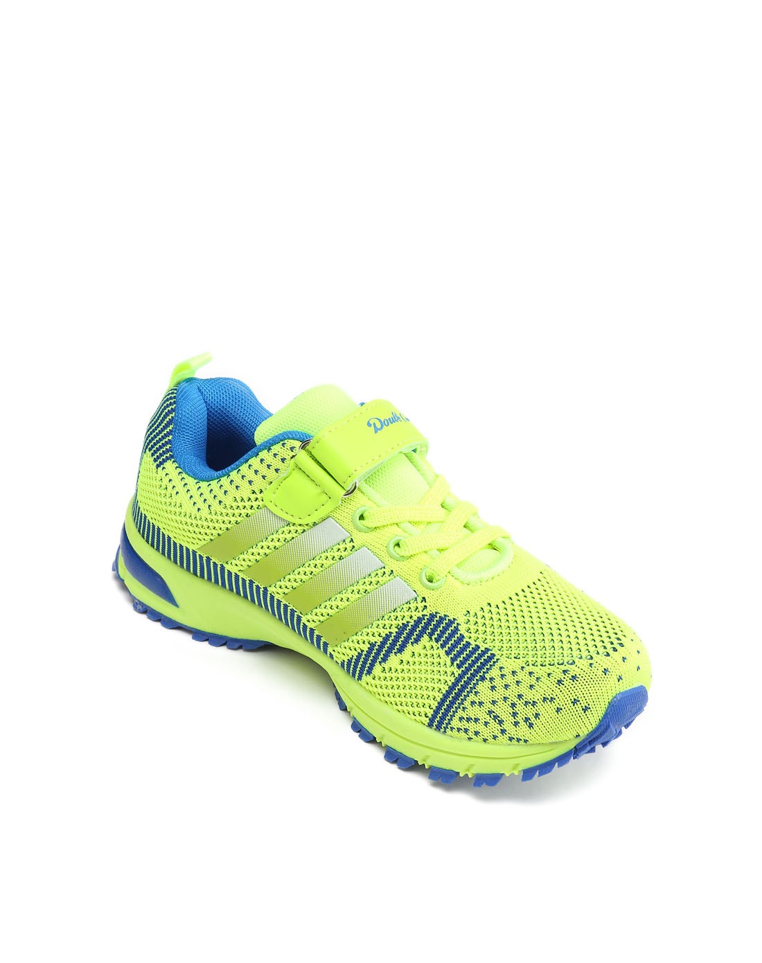 双钱牌中性款深蓝荧光黄防滑轻跑运动鞋