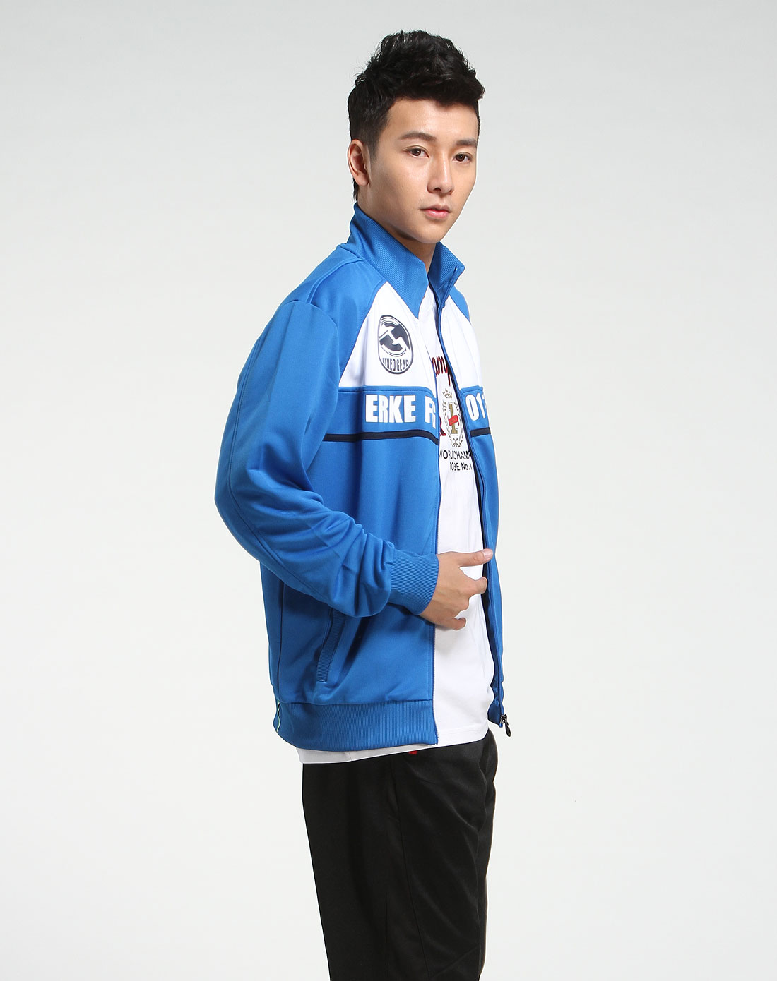 鸿星尔克erke男装专场-男款蓝色个性休闲长袖外套