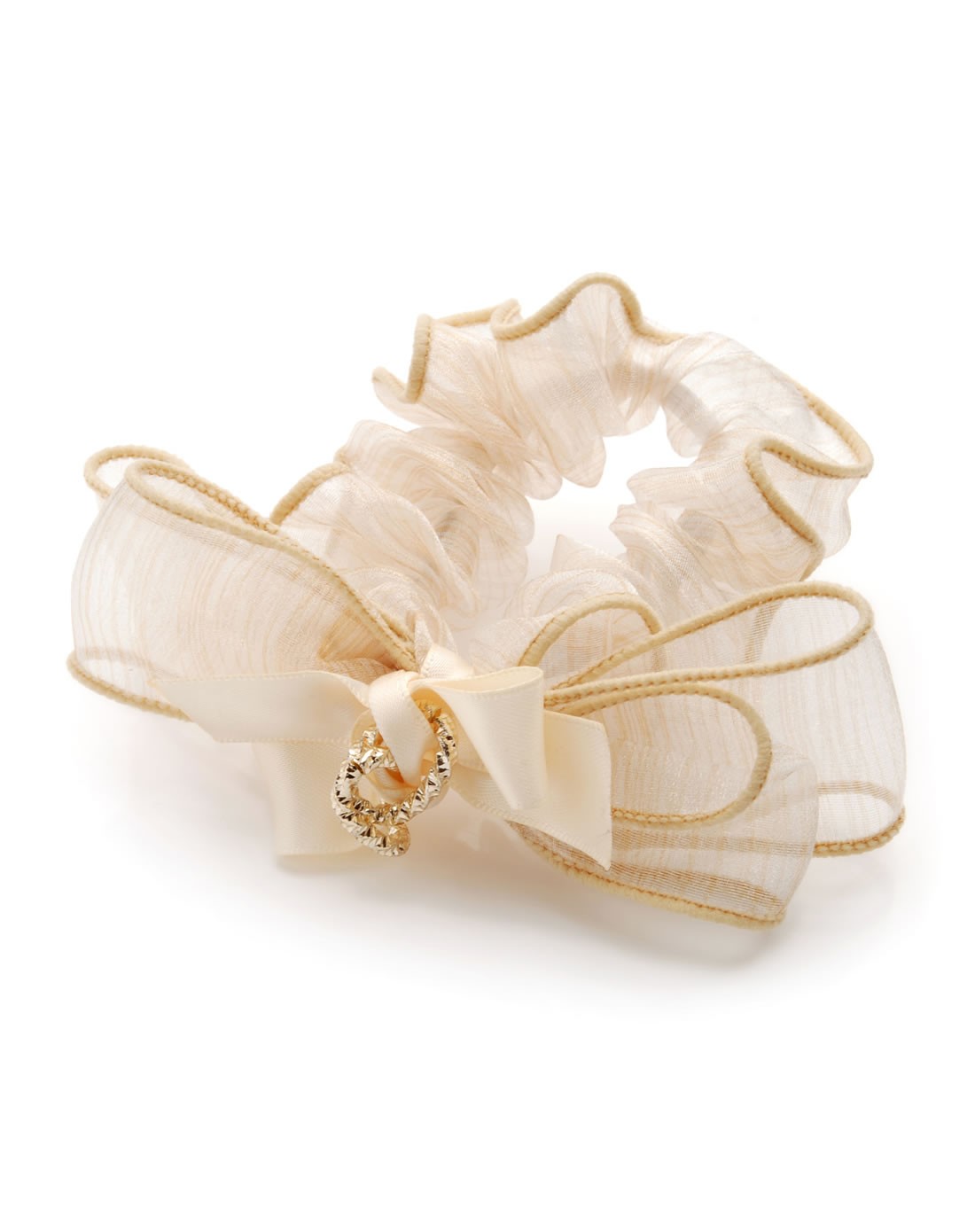 轻盈蝴蝶结雪纺发圈皮筋白