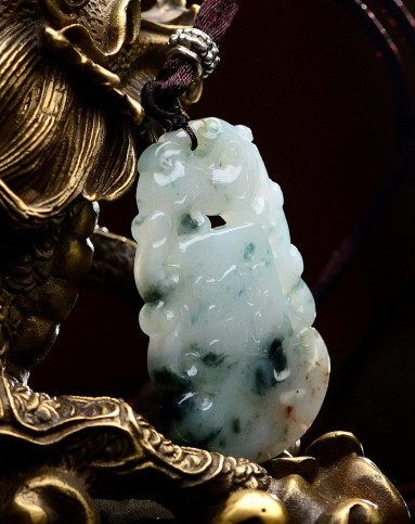 金万年kimani玉器专场瑞丽工冰糯种飘花浑厚招财纳福天然a货翡翠吊坠f