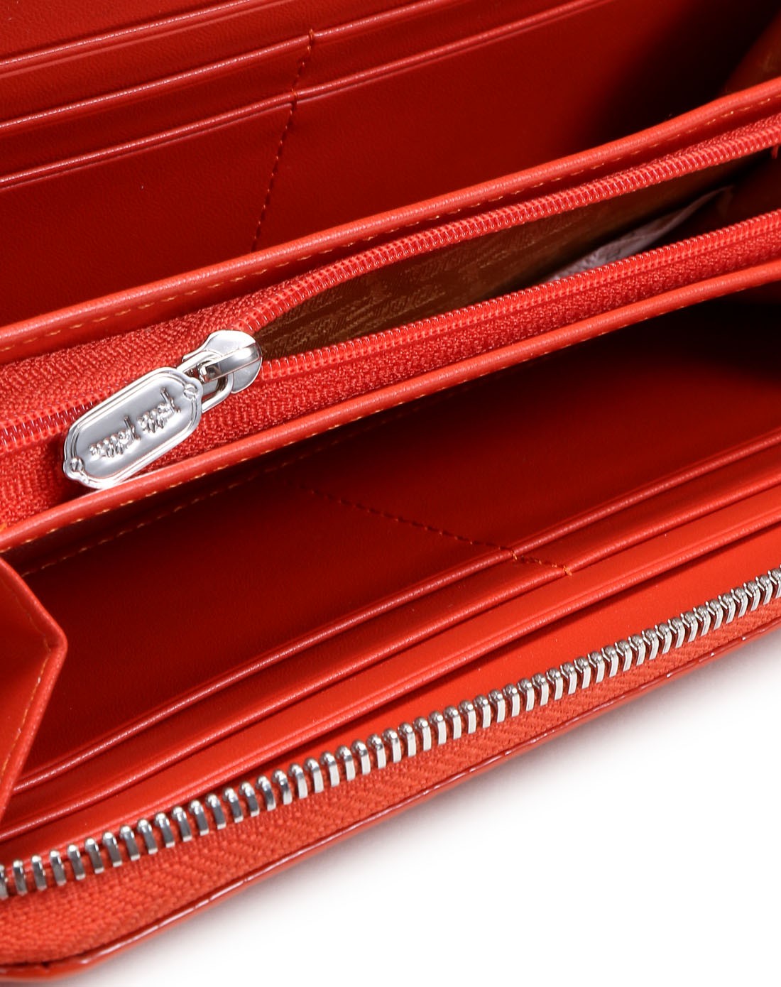 时尚精美亮面长款钱包 橘红色