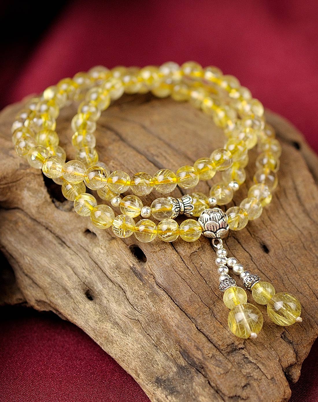 (独家)天然黄发晶泰银三圈手链