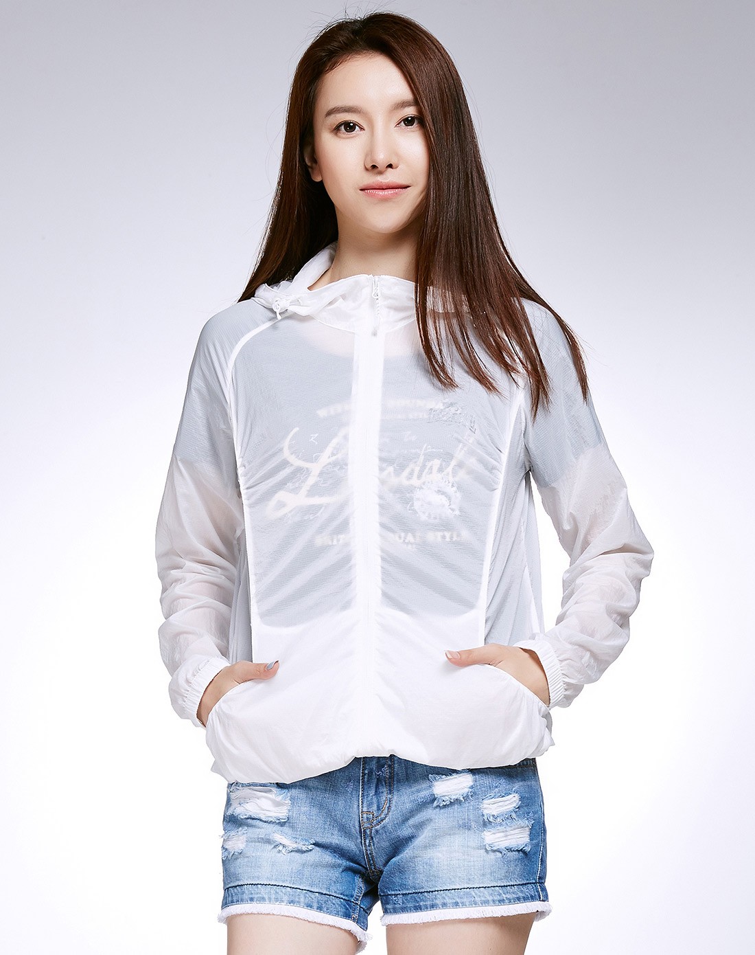 轻薄透气防晒 女款白色皮肤衣 时尚百搭