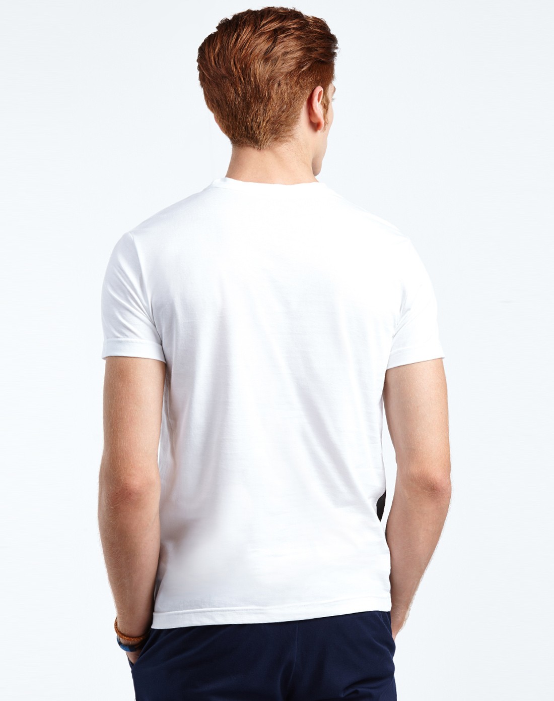 白色新潮抽象印花圆领短袖棉t恤
