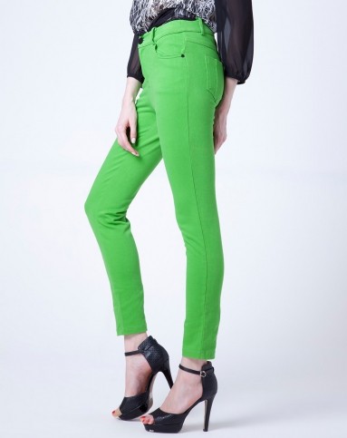 气质青绿色中腰长裤