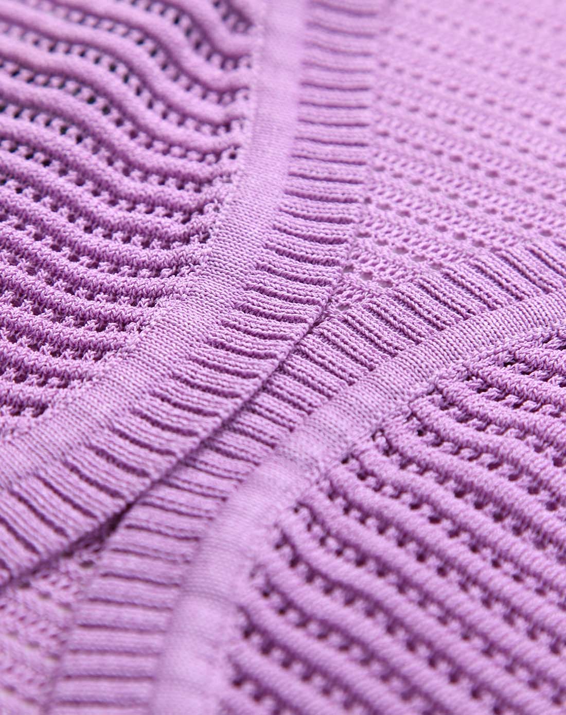 紫色简洁镂空条纹百搭开衫上衣