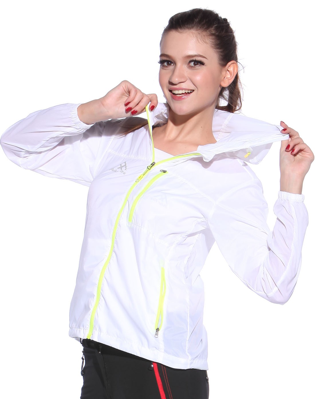 透气防紫外线 女款白色皮肤衣 长袖连帽