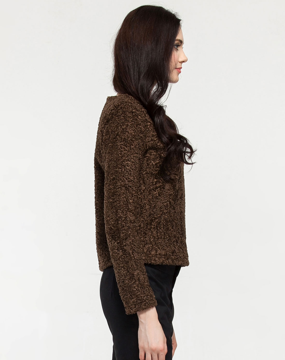 深啡色时尚简约长袖上衣