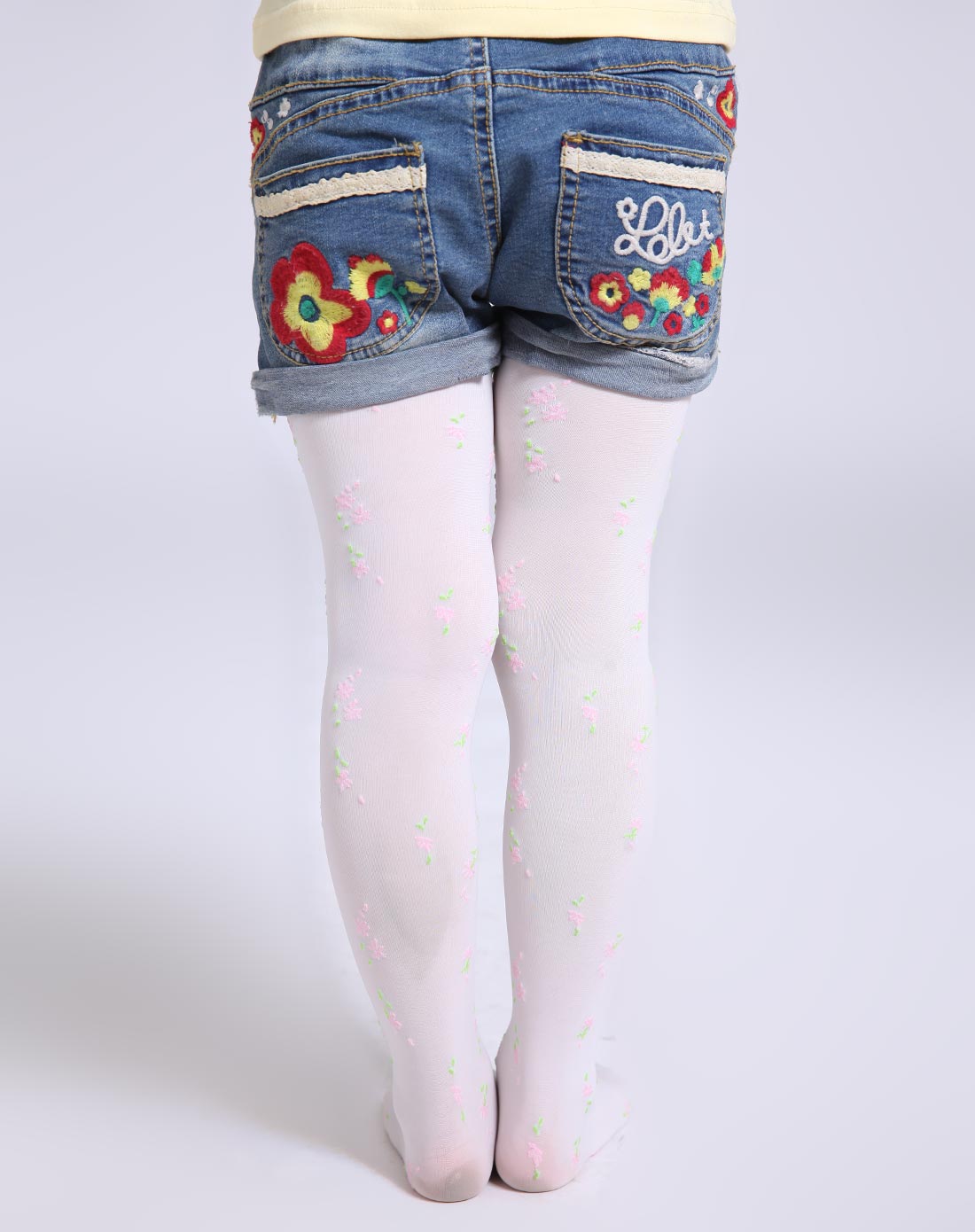 女童本白薄款提花超柔连裤袜