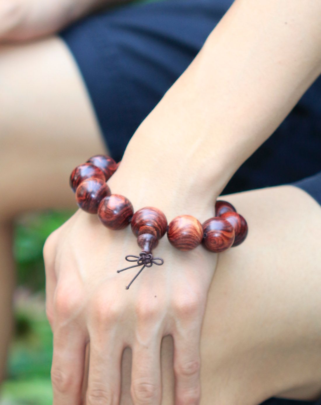 精选紫檀榴手珠20mm 带对眼