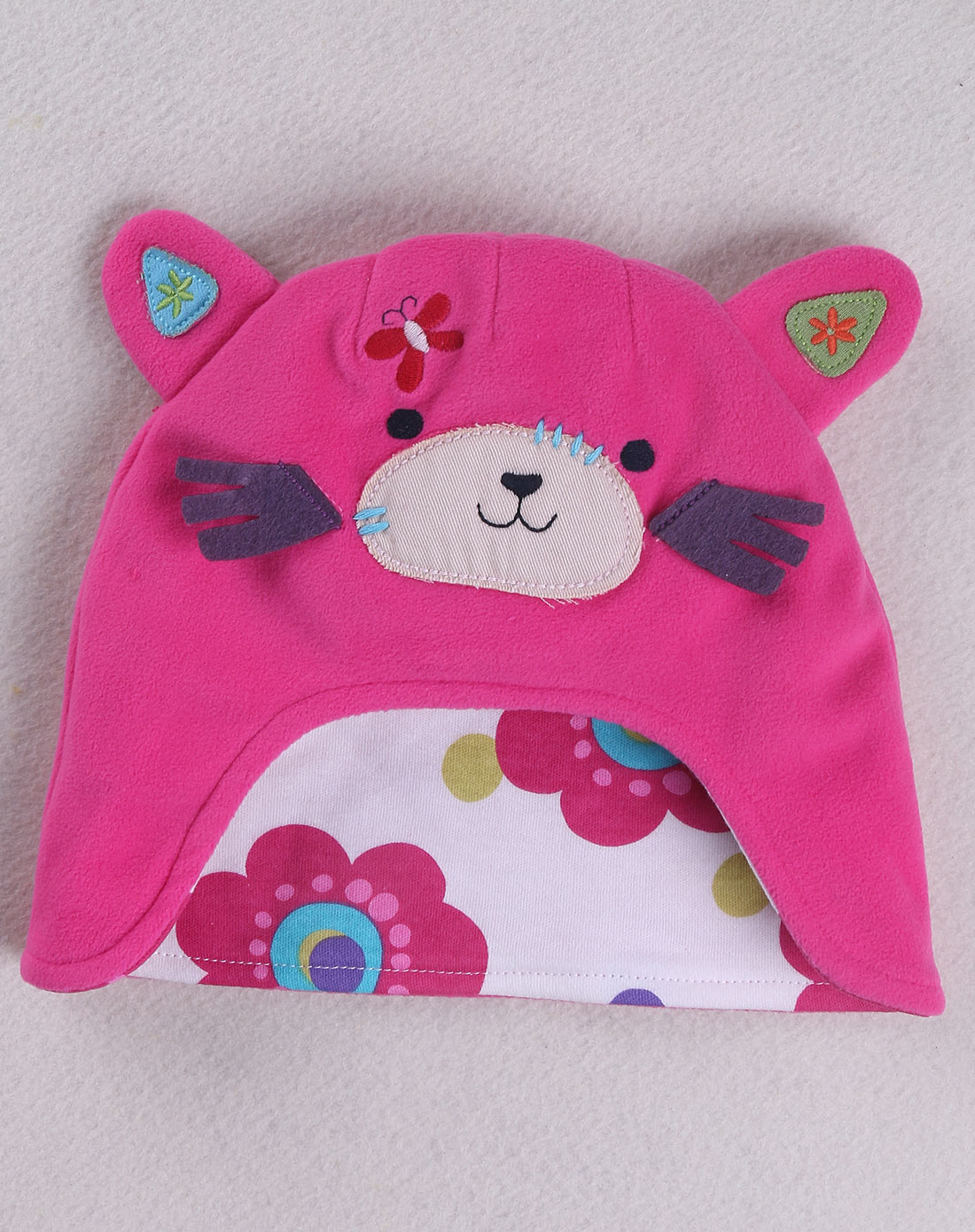 玫红色可爱精灵小帽子