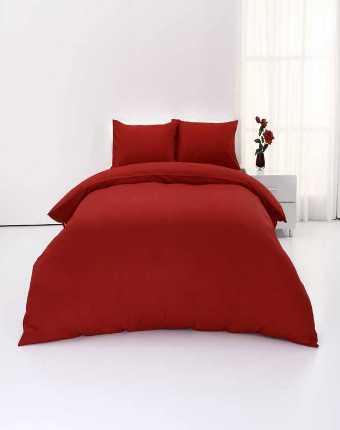 酒红纯色床单