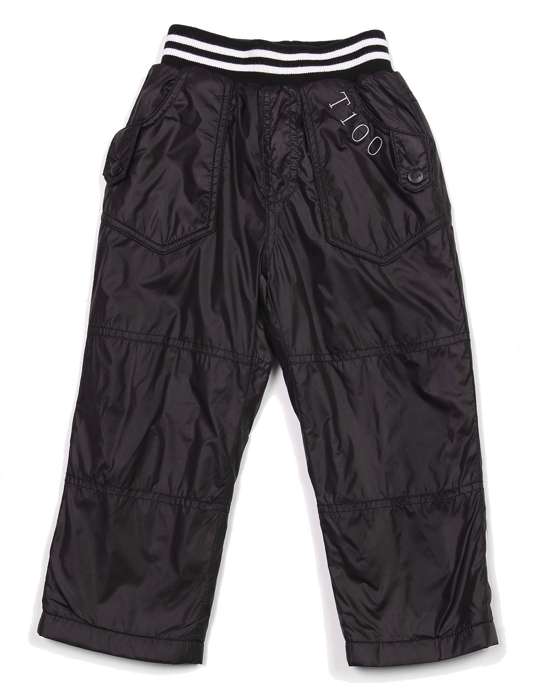 男童黑色扣袢罗纹腰头裤