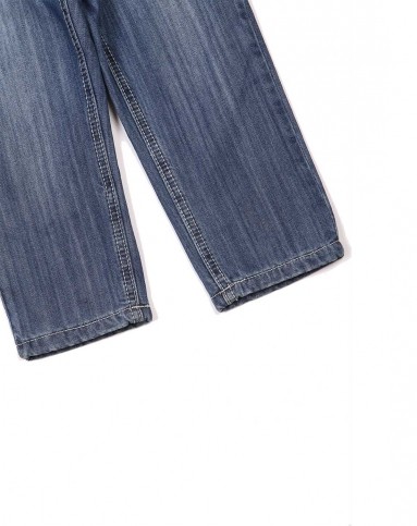 女童蓝色贴袋洗衣水牛仔裤