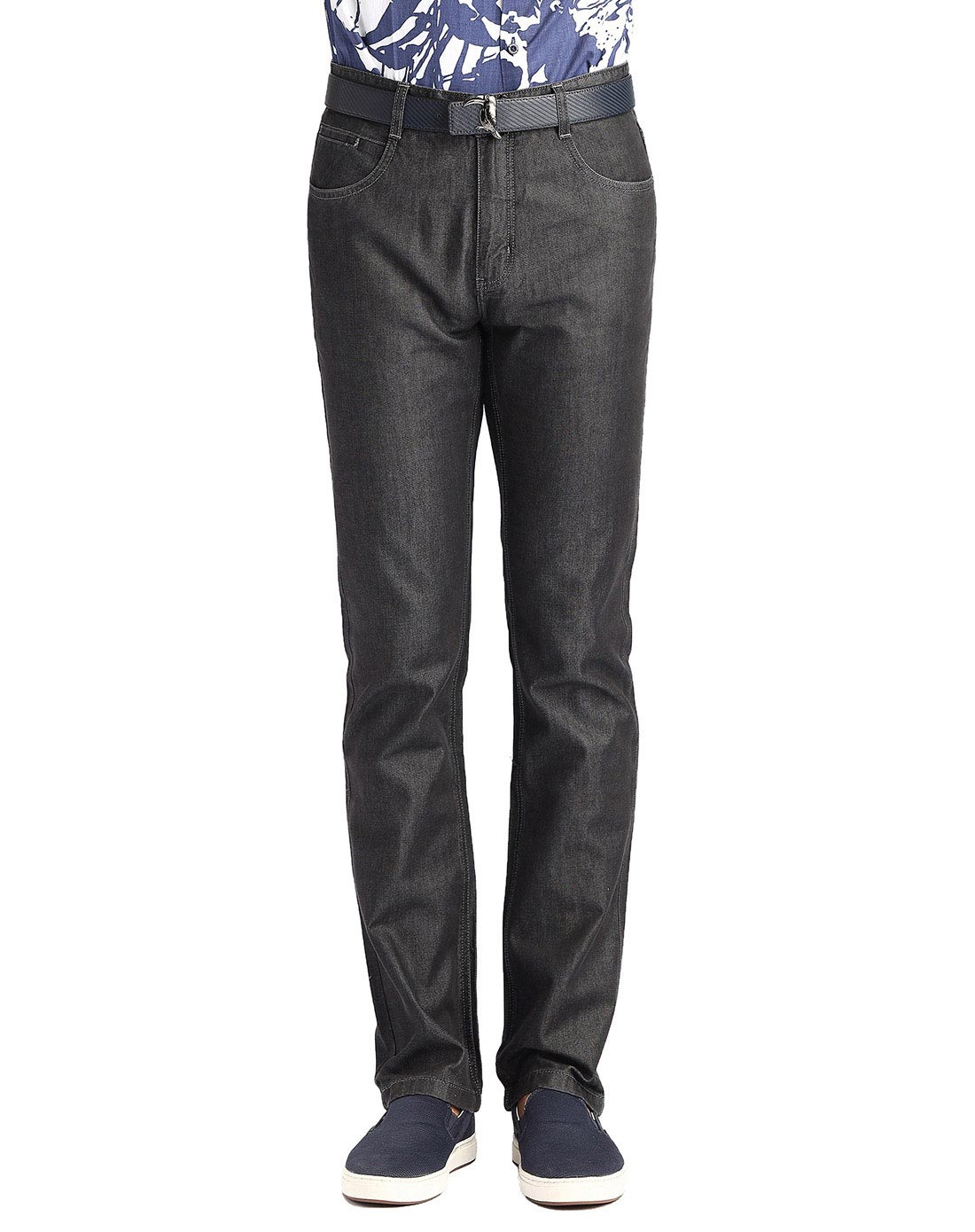 藏青色时尚百搭中腰牛仔长裤