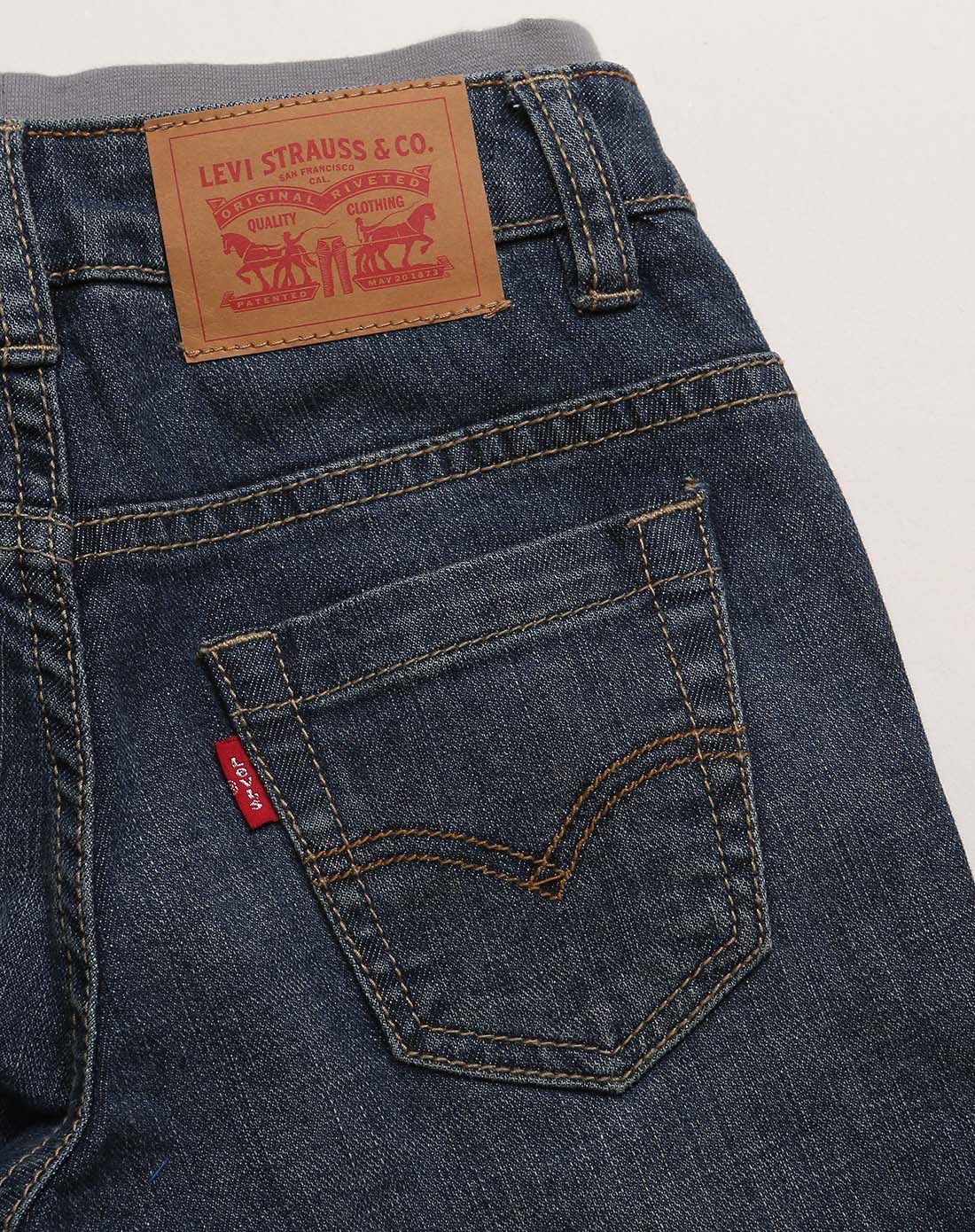 李维斯levis男女童男小童深蓝色牛仔宽松长裤43621de462d52_唯品会