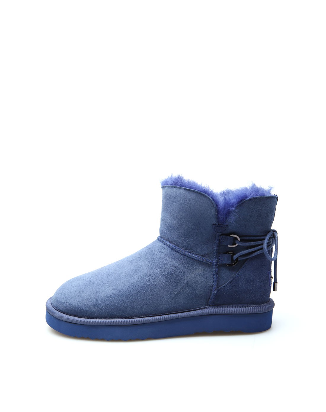 fed蓝色皮毛一体短靴