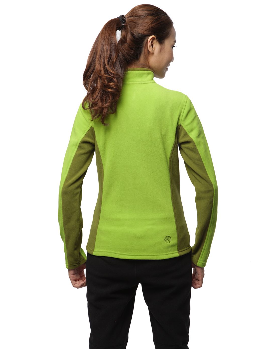 手感舒适柔软 女款艾绿色套头薄抓绒衣 轻便保暖