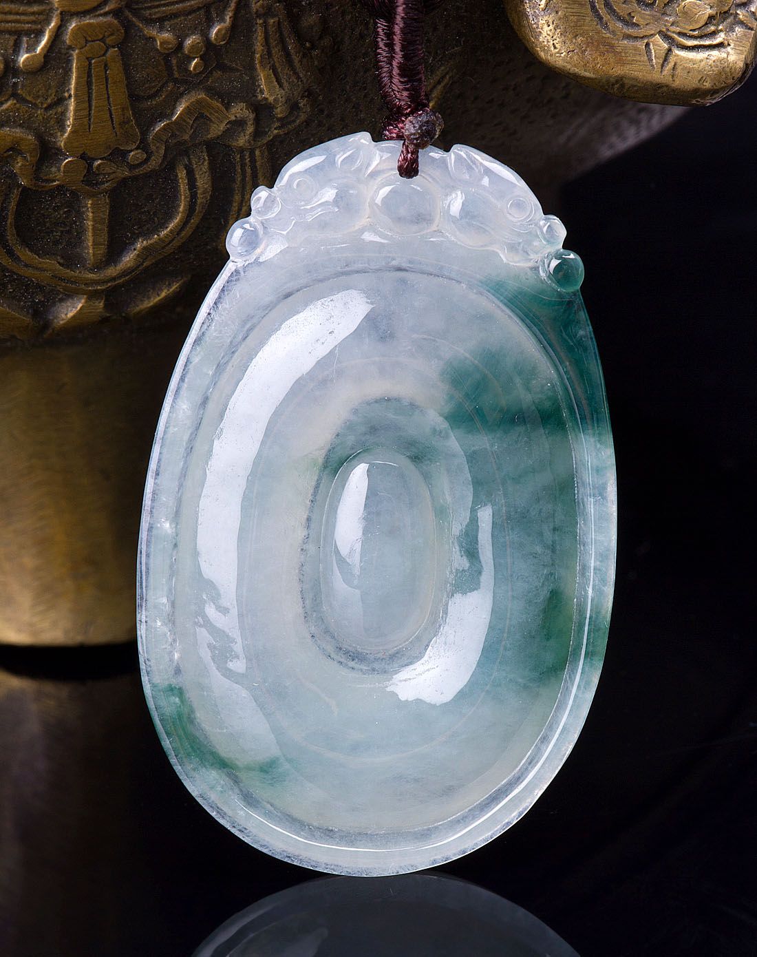 冰糯种水润细腻吉祥如意天然a货翡翠吊坠