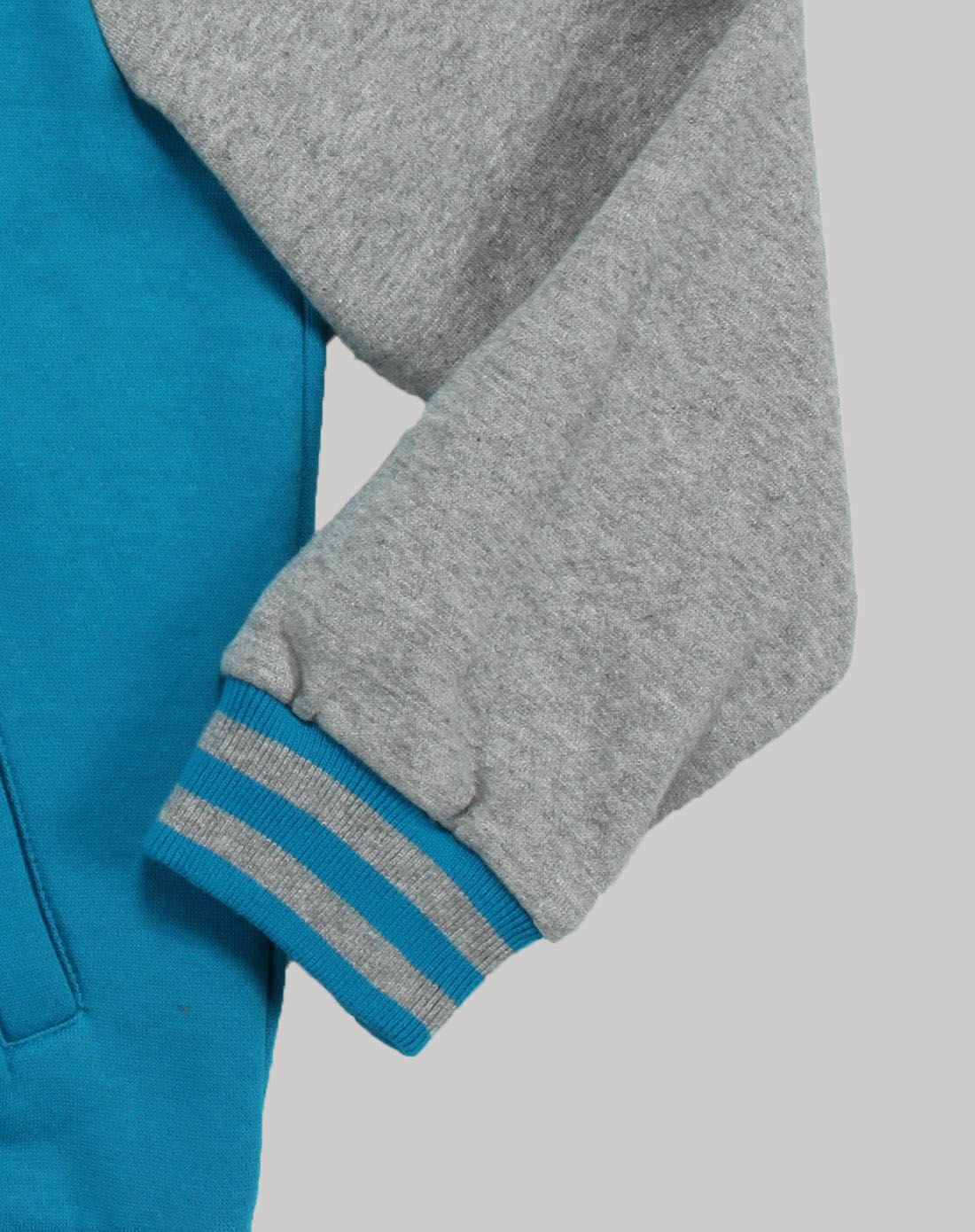 男大童深钴蓝都市拼接帽衫