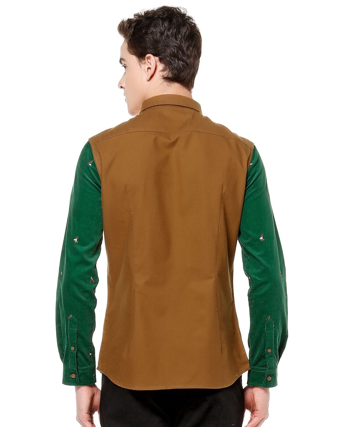 绿/棕色休闲百搭长袖衬衫