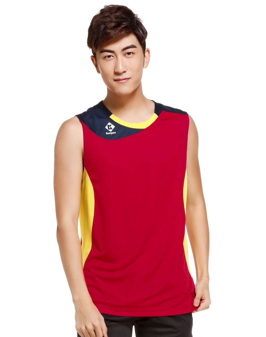 薰风kumpoo 透气舒适 男款红色运动背心 吸汗活力