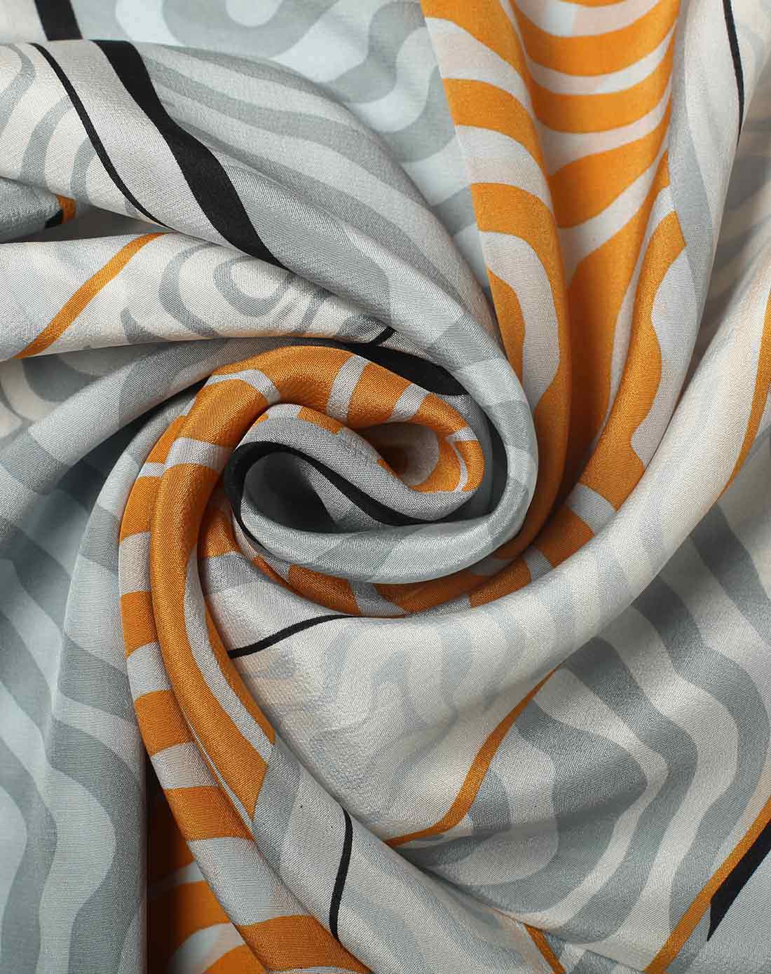 kurki配饰专场野性也优雅系列银灰色拼黄色双绉缎女士丝巾1u452680