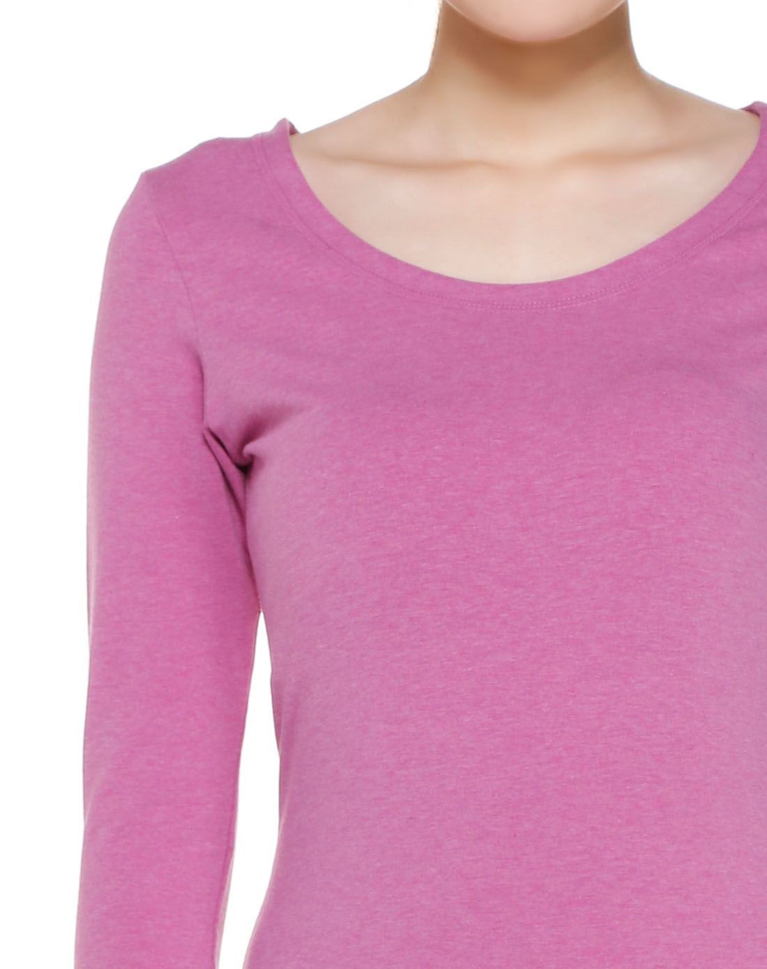 弹力保暖 女款浅紫红色长袖套装 轻便两件套